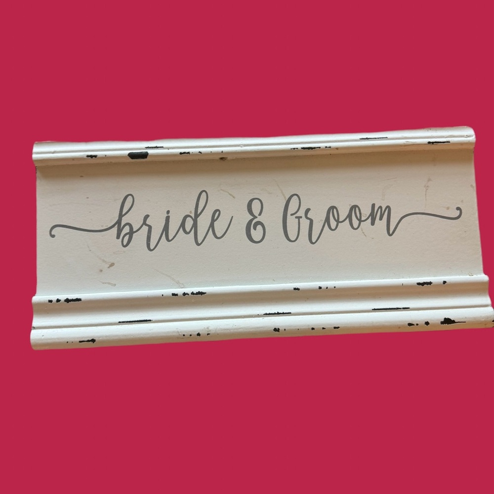 Quill to Paper standing Bride & Groom sign